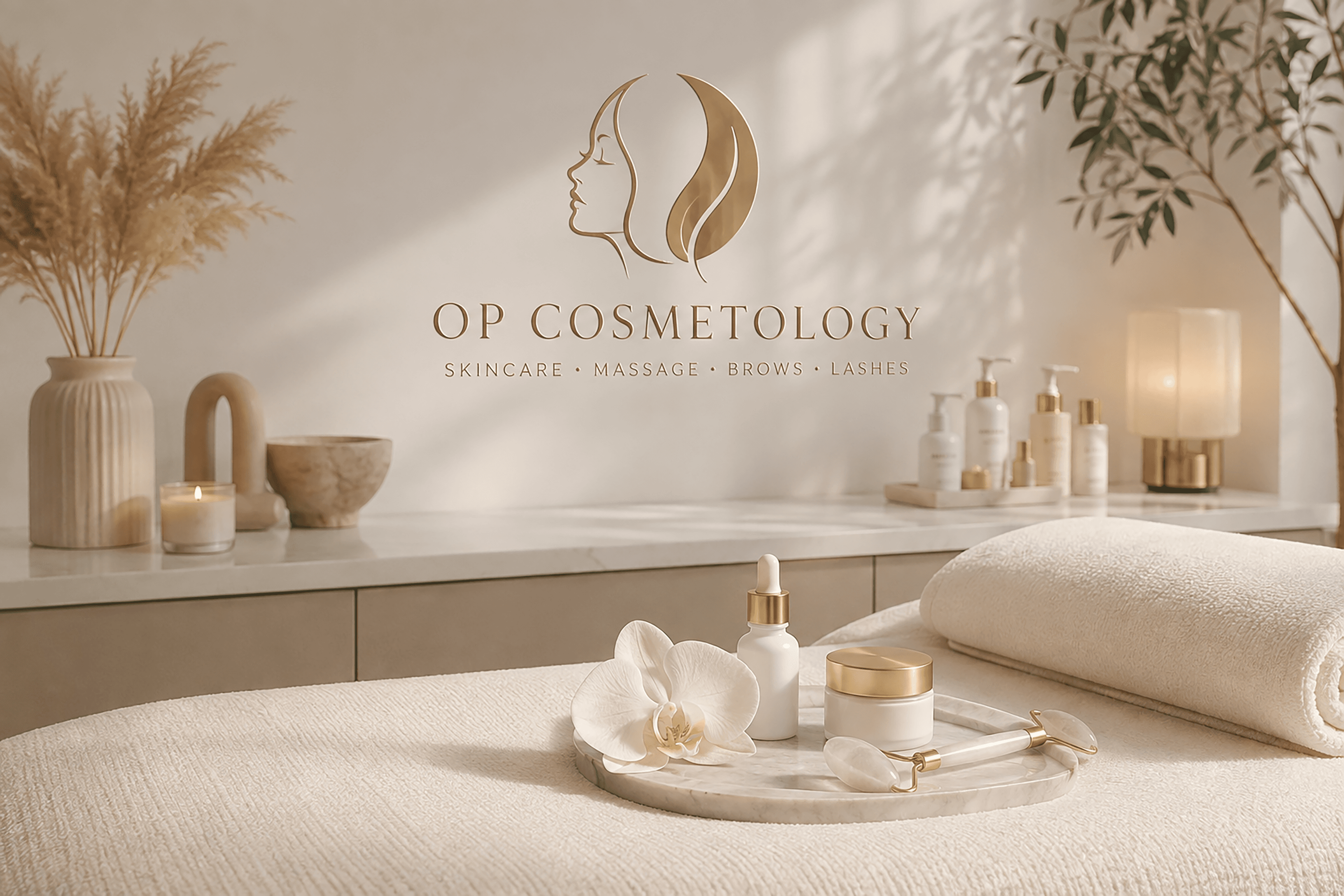 A warm, refined OP Cosmetology treatment studio